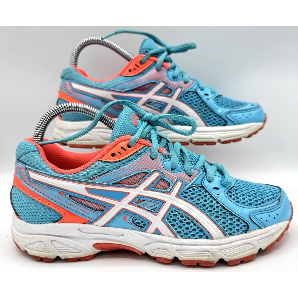 ASICS Gel Contend 3 T474N Blue Coral Orange Running Shoes Womens 7 Sneakers
